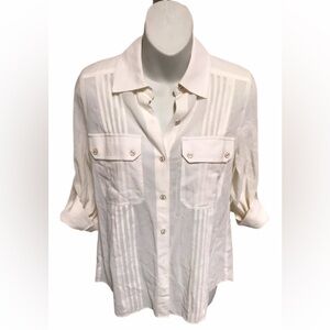 Trina Turk Off White Button Up Blouse